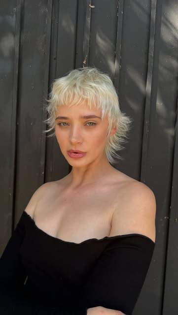 Short textured blonde hair by Alayna Aanerud at Hair Los Angeles